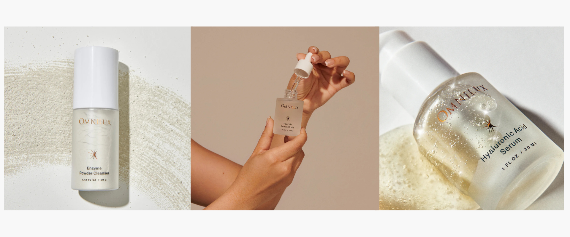 Omnilux skincare packaging trio